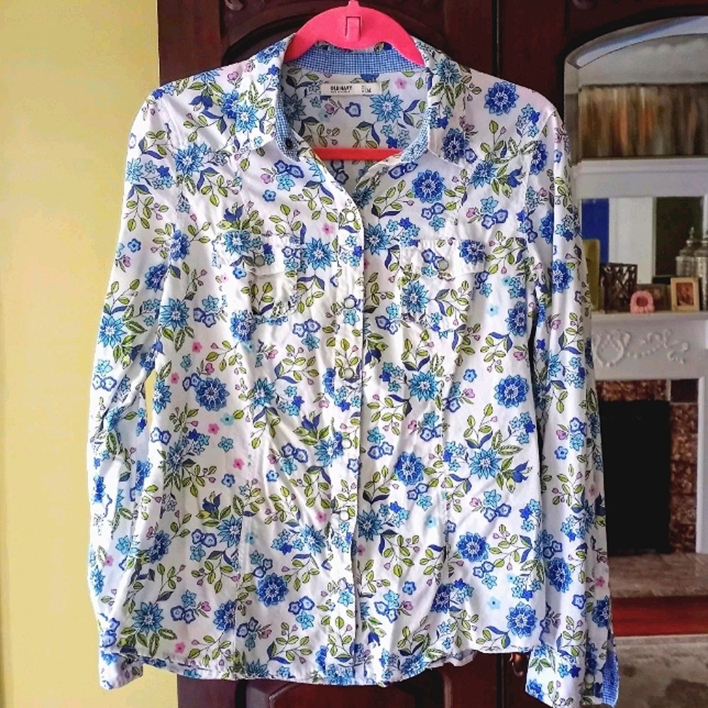 Blue Floral Western Cowboy Shirt